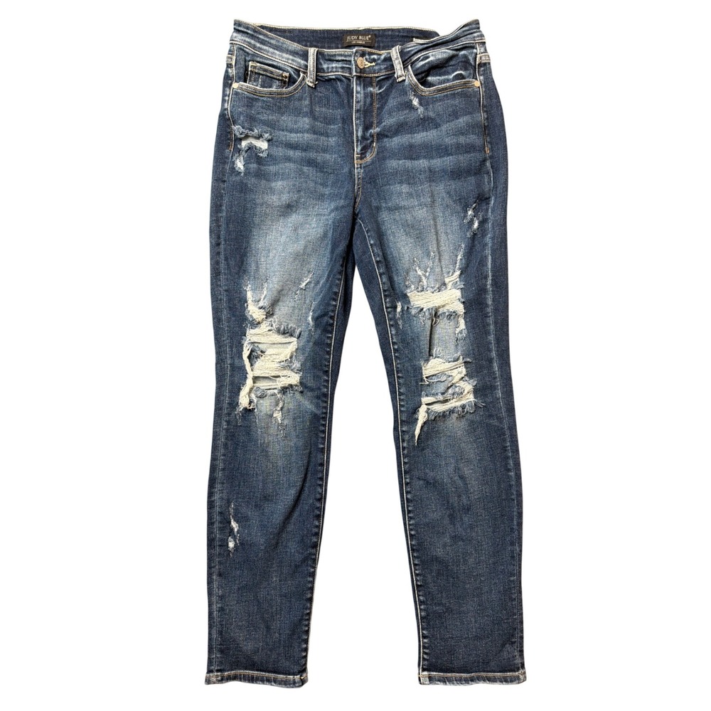 Judy Blue Jeans Womens 11/30 Boyfriend Fit Blue Distressed JB82427MD